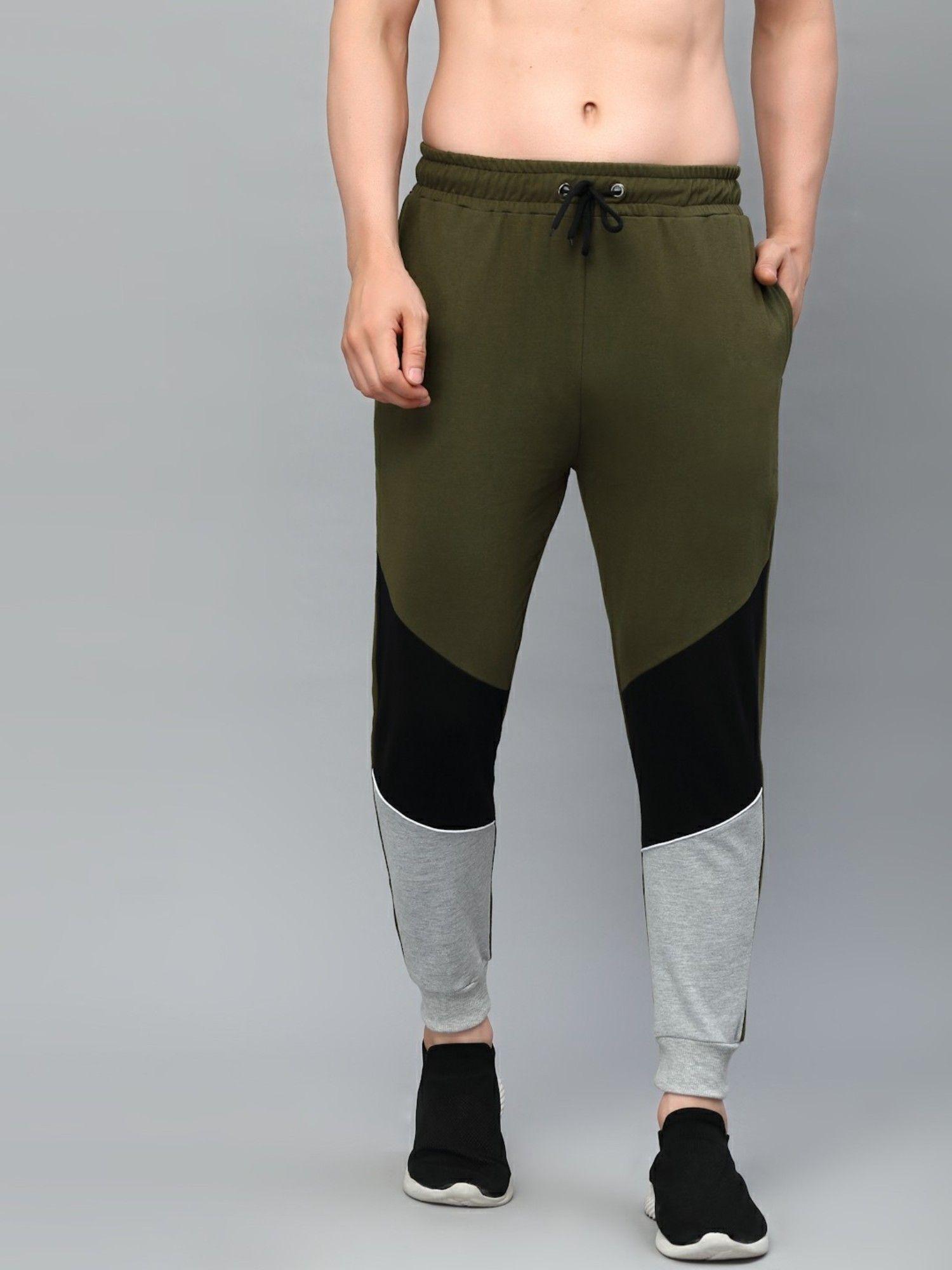 men army green cut and sew terry joggers