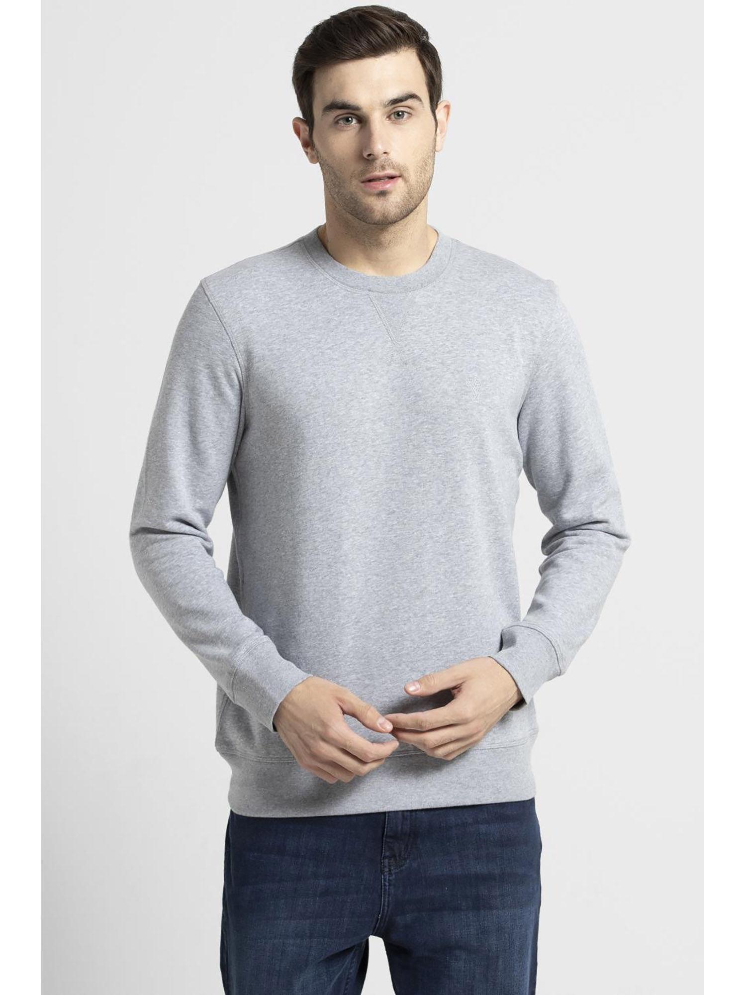 men athleisure ultra soft & crew neck sweatshirt - grey