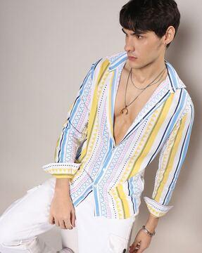 men aztec print regular fit shirt