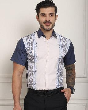 men aztec print regular fit shirt