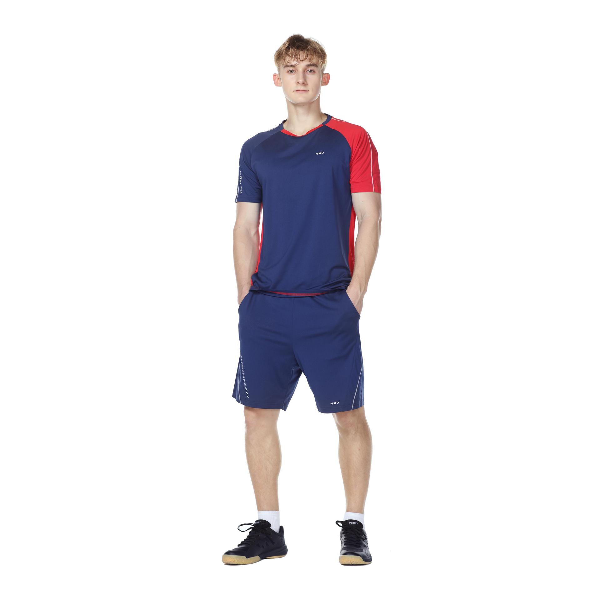 men badminton t shirt 530 navy red