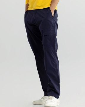 men baggy fit flat-front cargo pants