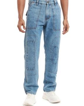men baggy jeans with seam cut detail