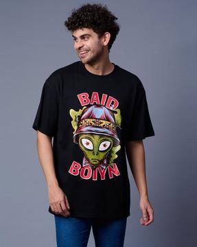 men baid boiyn print oversized crew-neck t-shirt