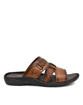 men basket weave slip-on sandals