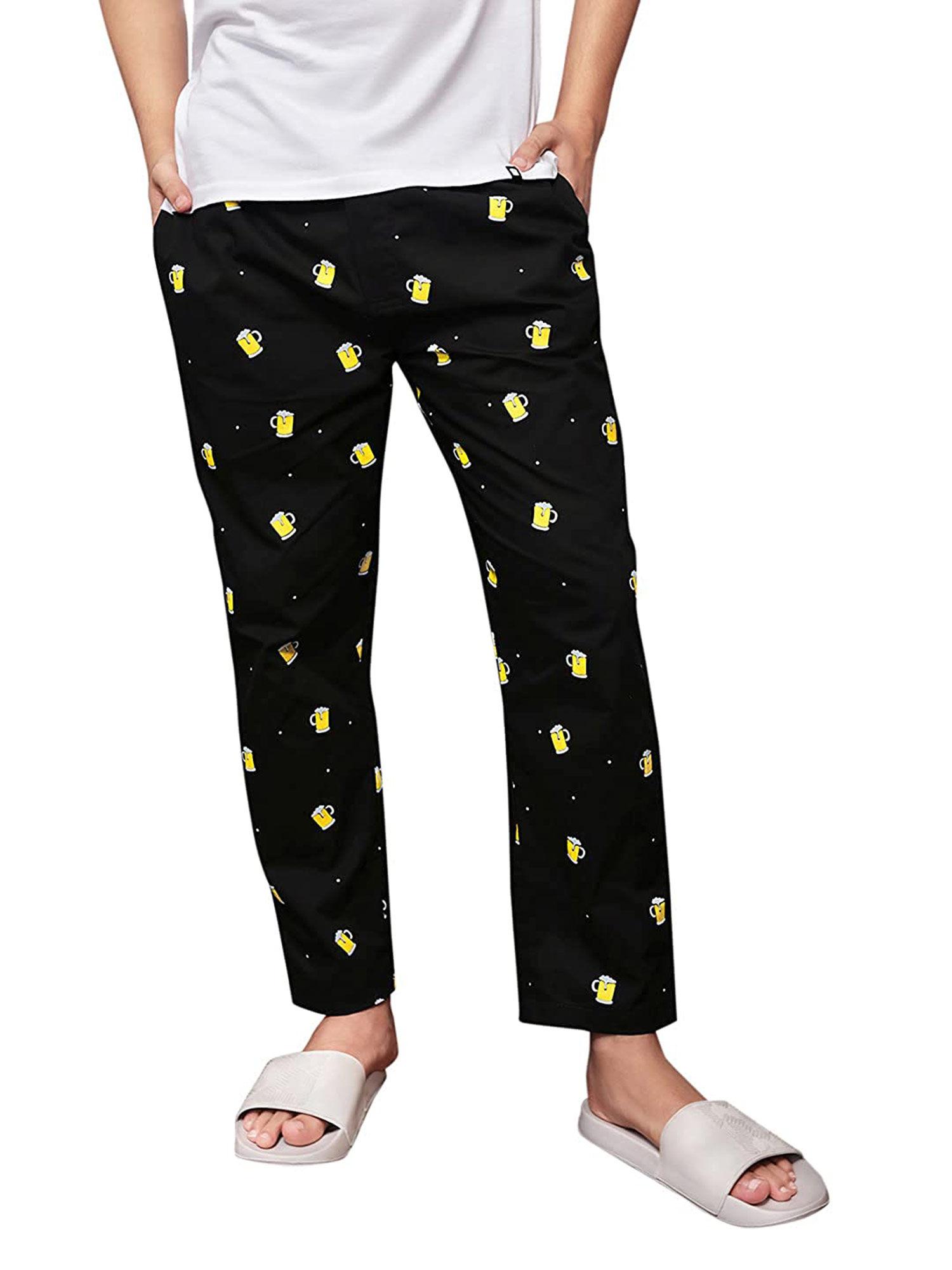 men beer pattern black pyjamas black