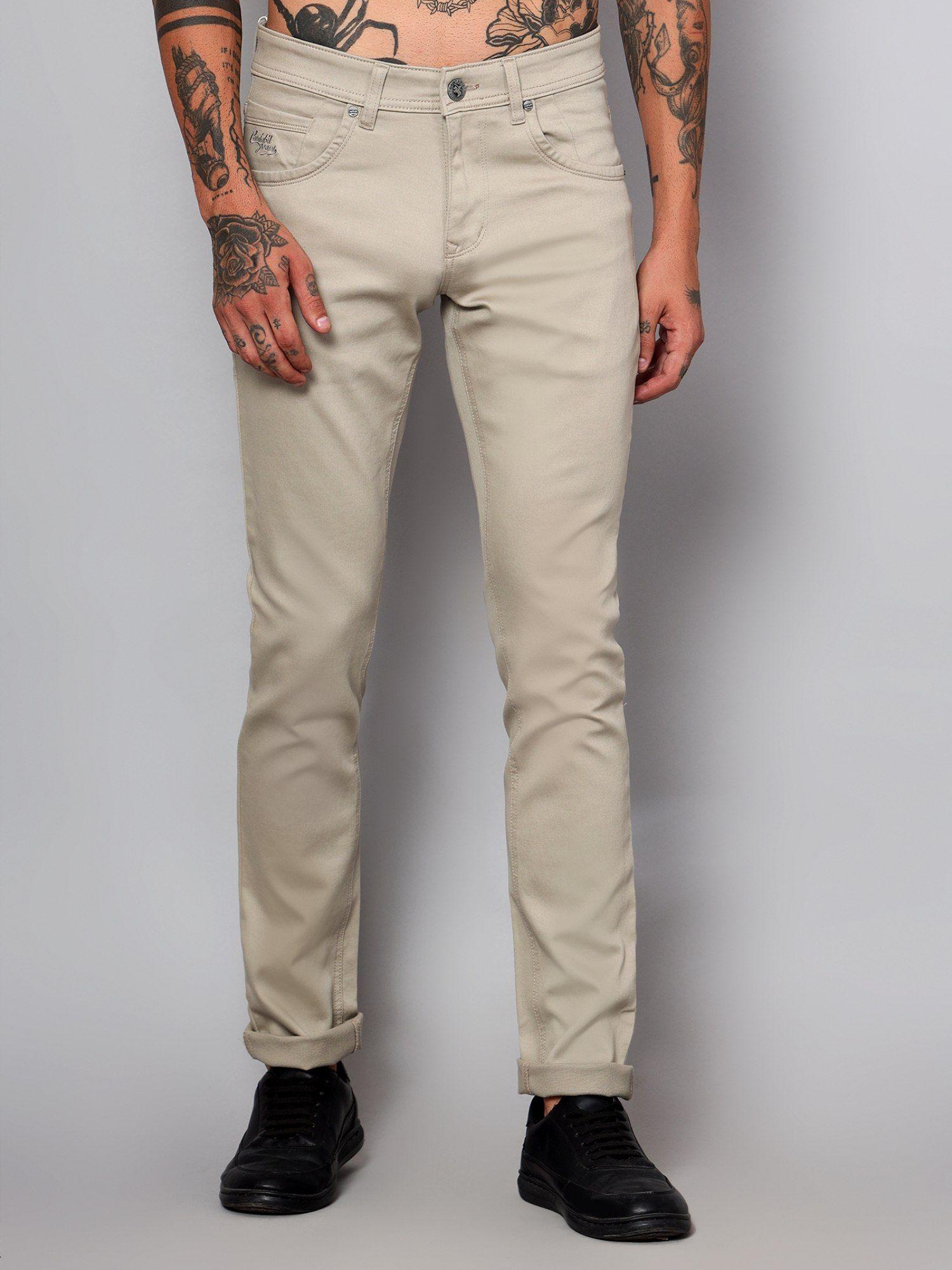 men beige casual jeans