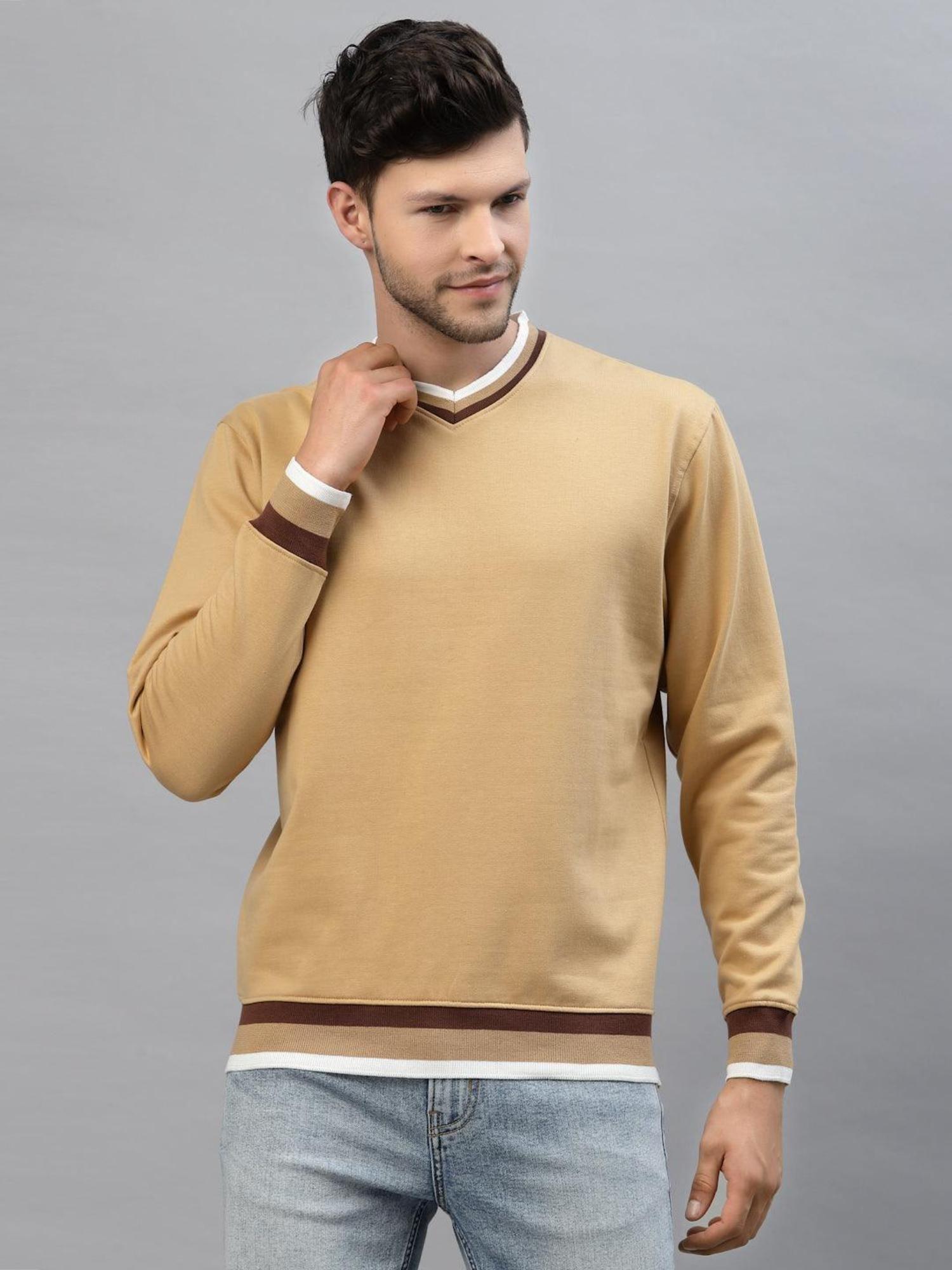 men beige cotton sweatshirt