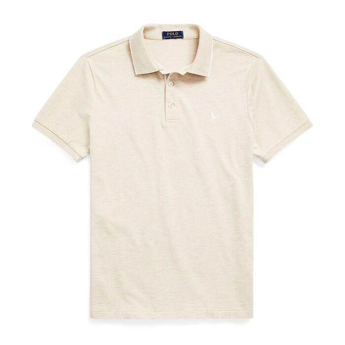 men beige custom slim textured cotton polo