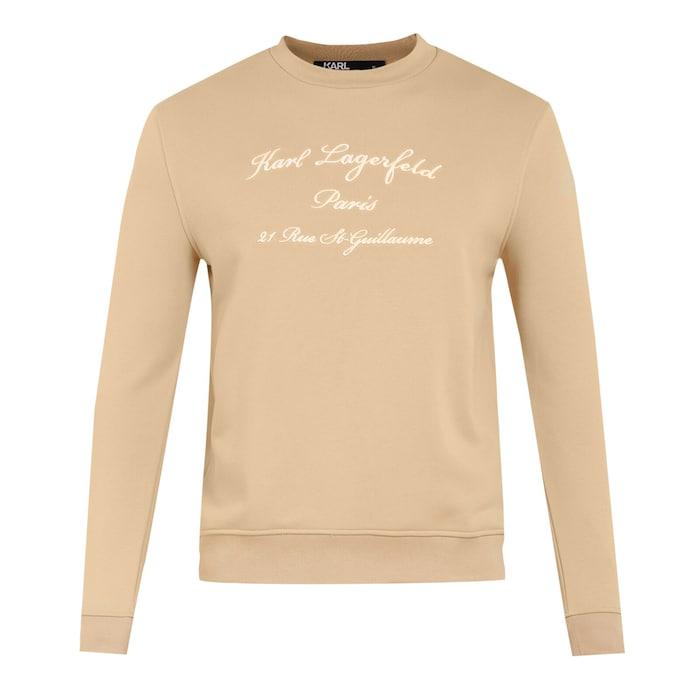 men beige embroidered kl rsg front logo sweatshirt