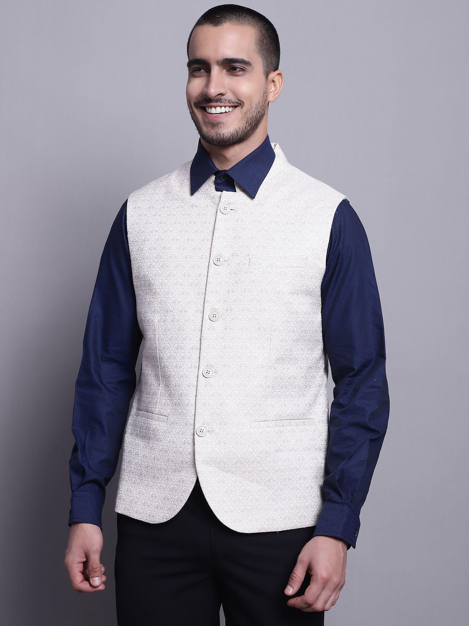 men beige formal waist coat