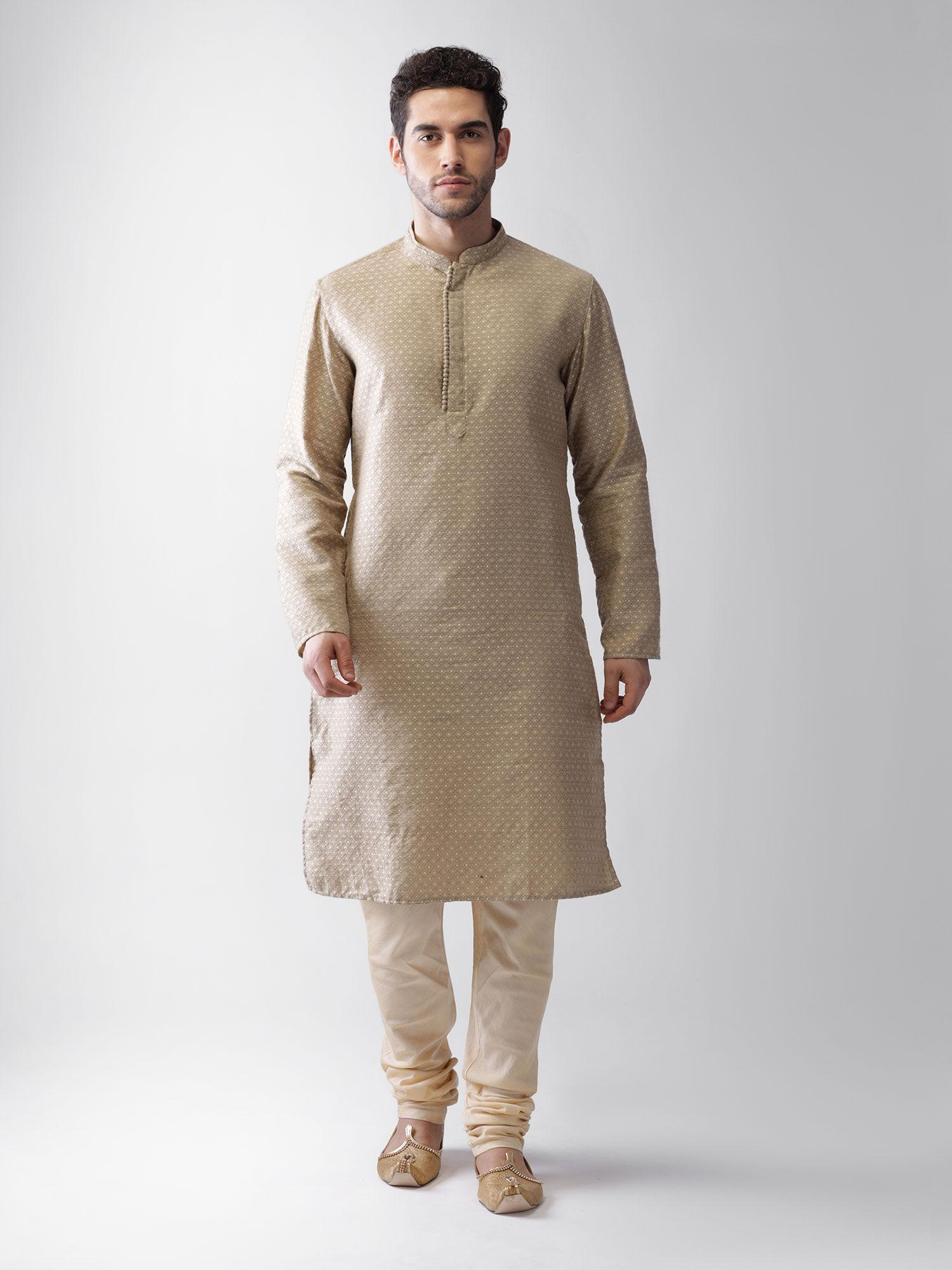 men beige kurta