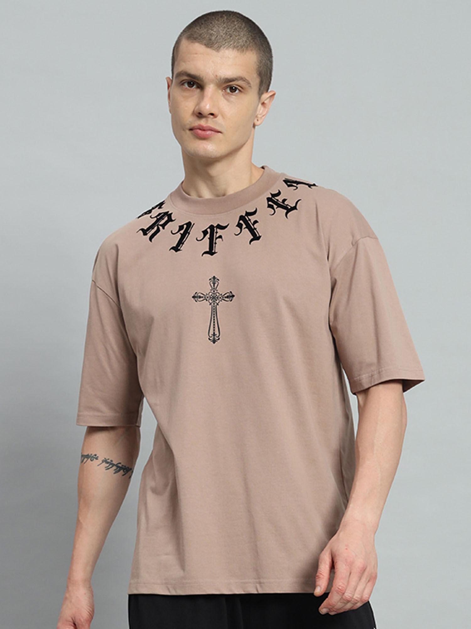 men beige oversized t-shirt