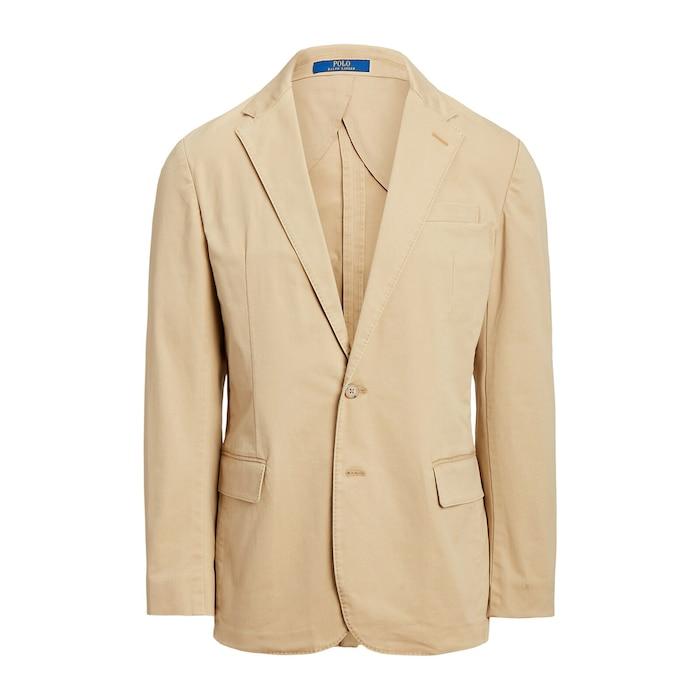men beige polo stretch chino suit jacket