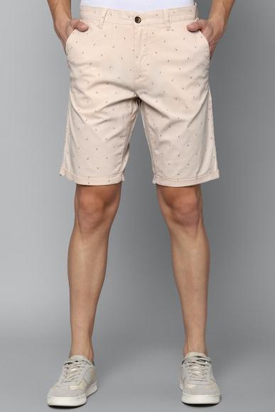 men beige print slim fit shorts