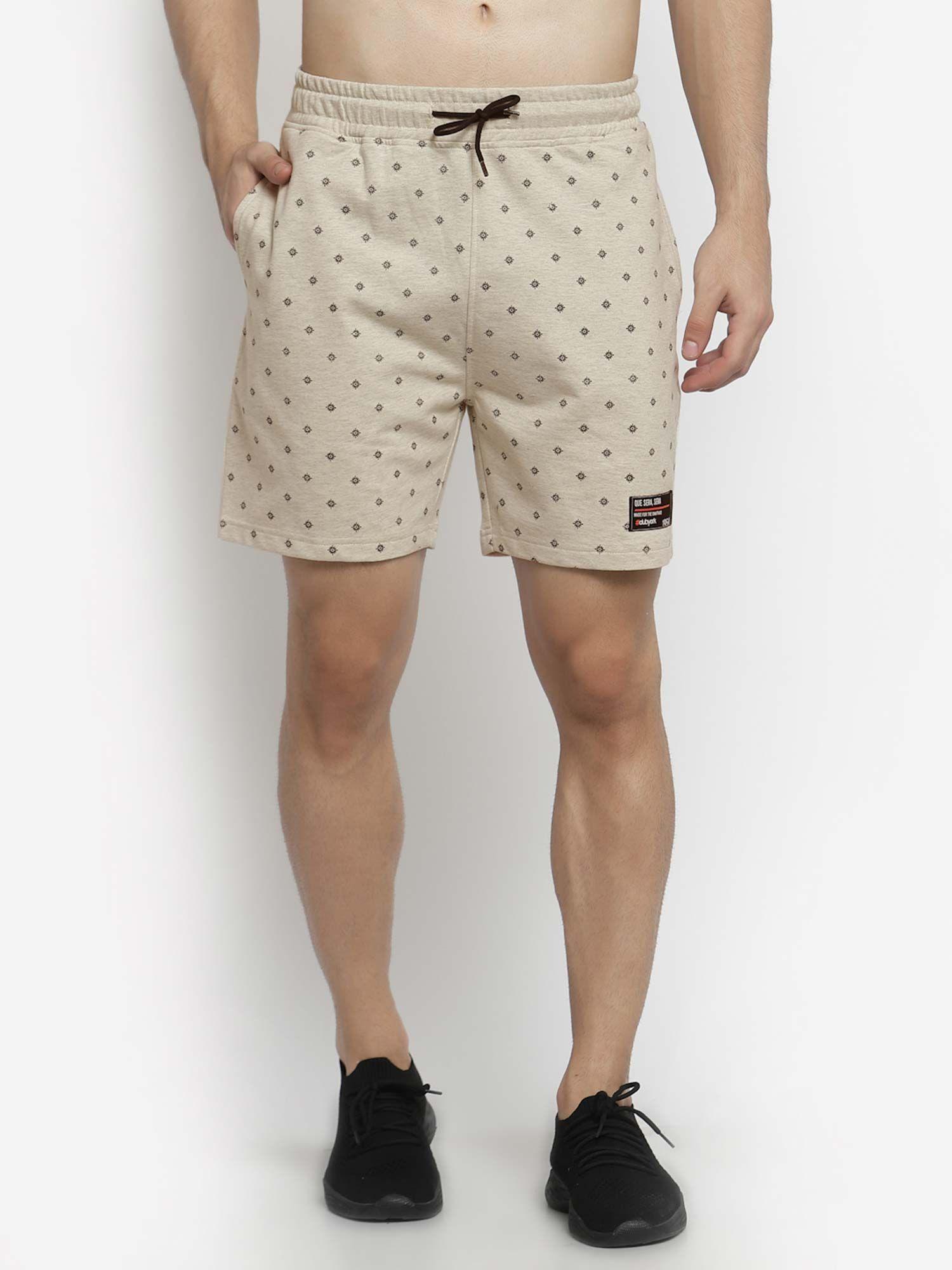 men beige printed shorts