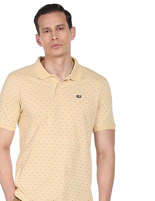 men beige short sleeve cotton polo shirt