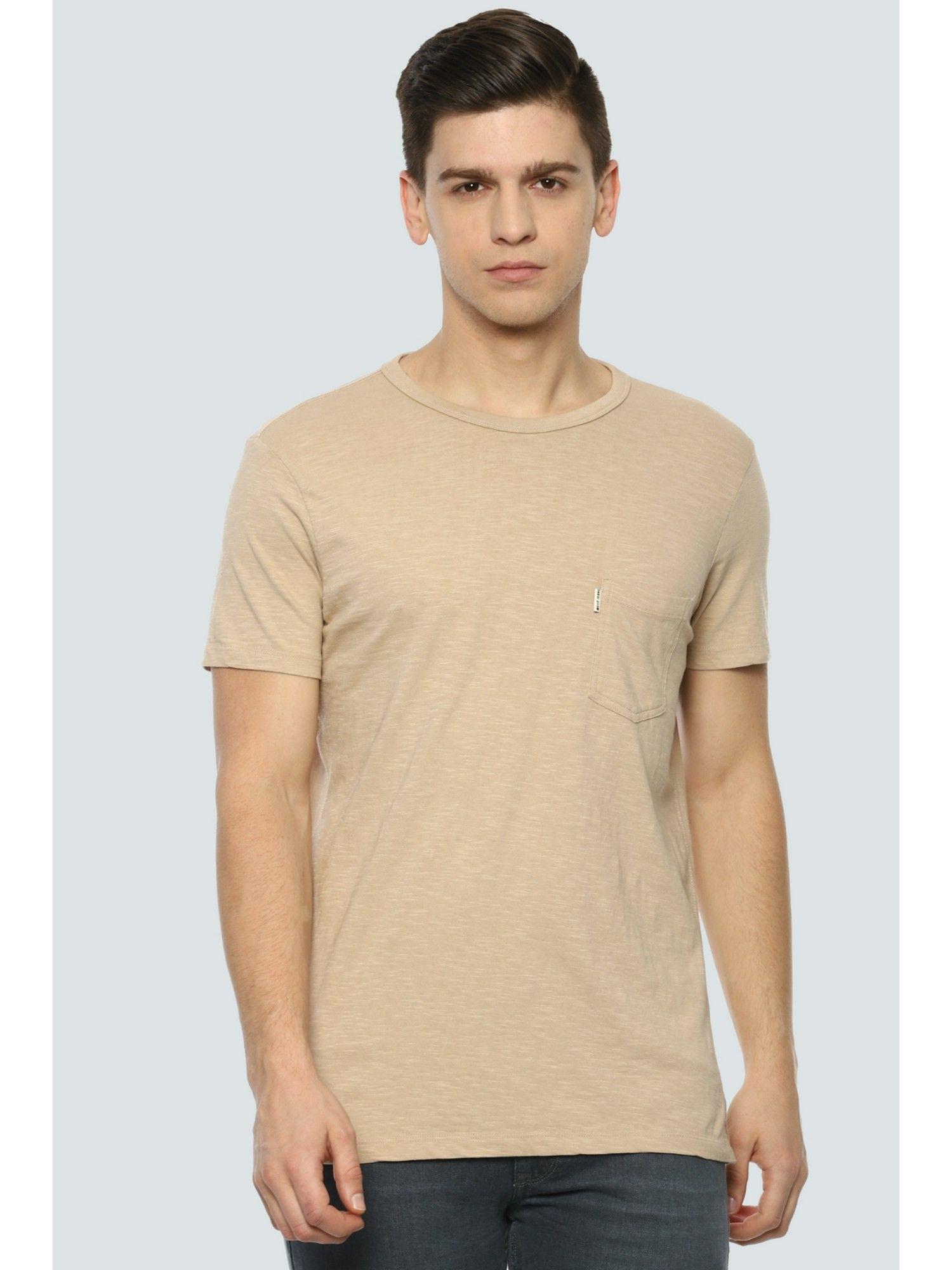 men beige t-shirt