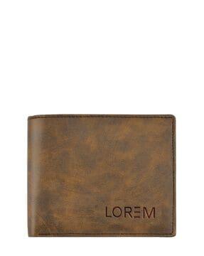 men bi-fold wallet with embossed text