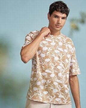 men big floral all over print oversized t-shirt