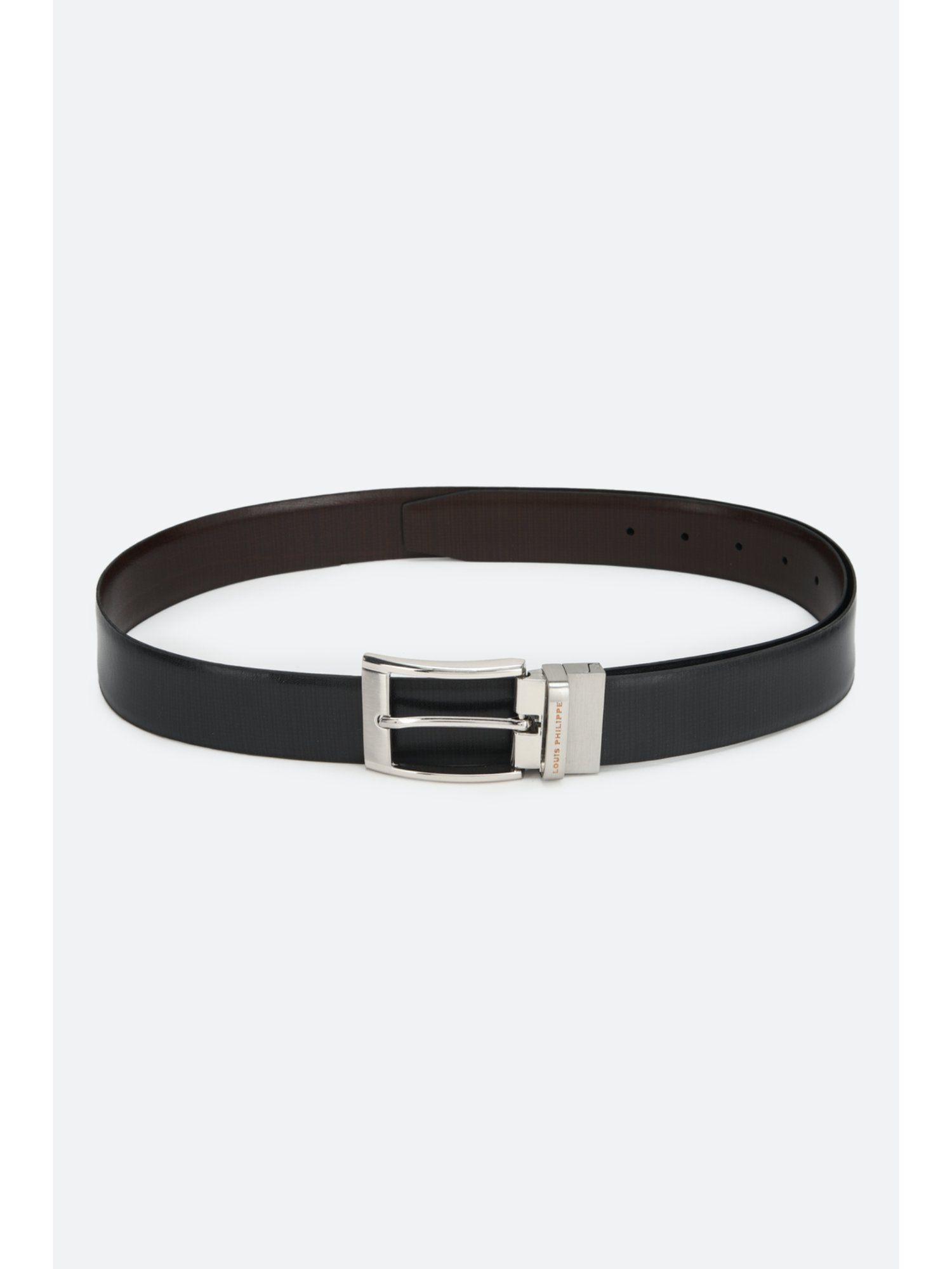 men black & brown solid genuine leather casual belt