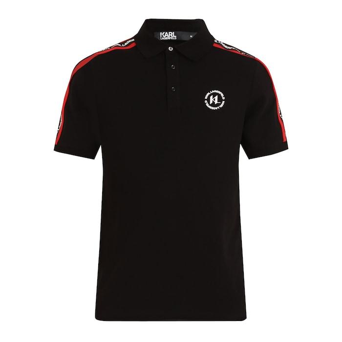 men black 3d circle chest logo polo