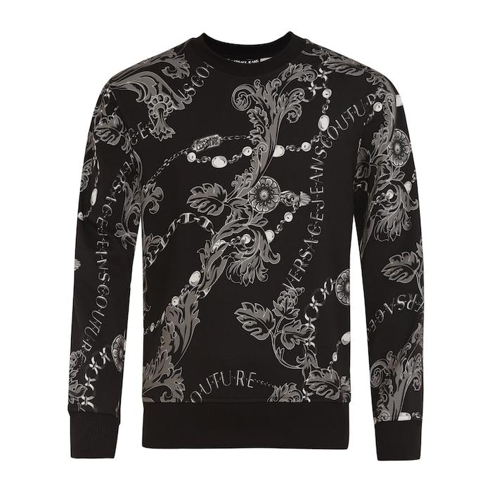 men black all-over baroque chain print sweatshirt