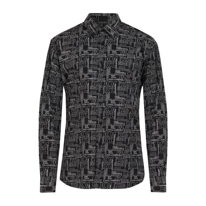 men black all-over block karl print shirt