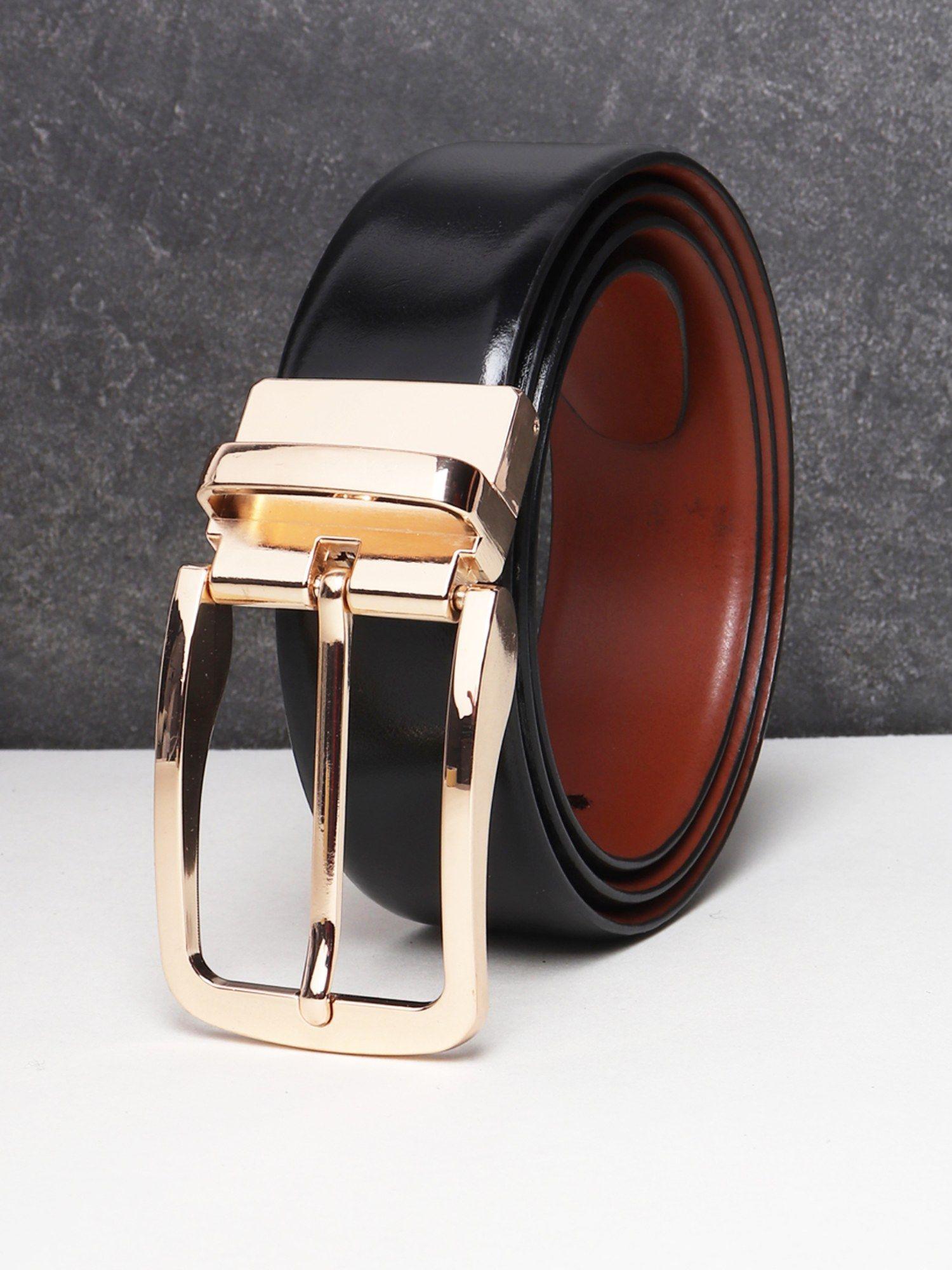men black and tan solid reversible leather belt