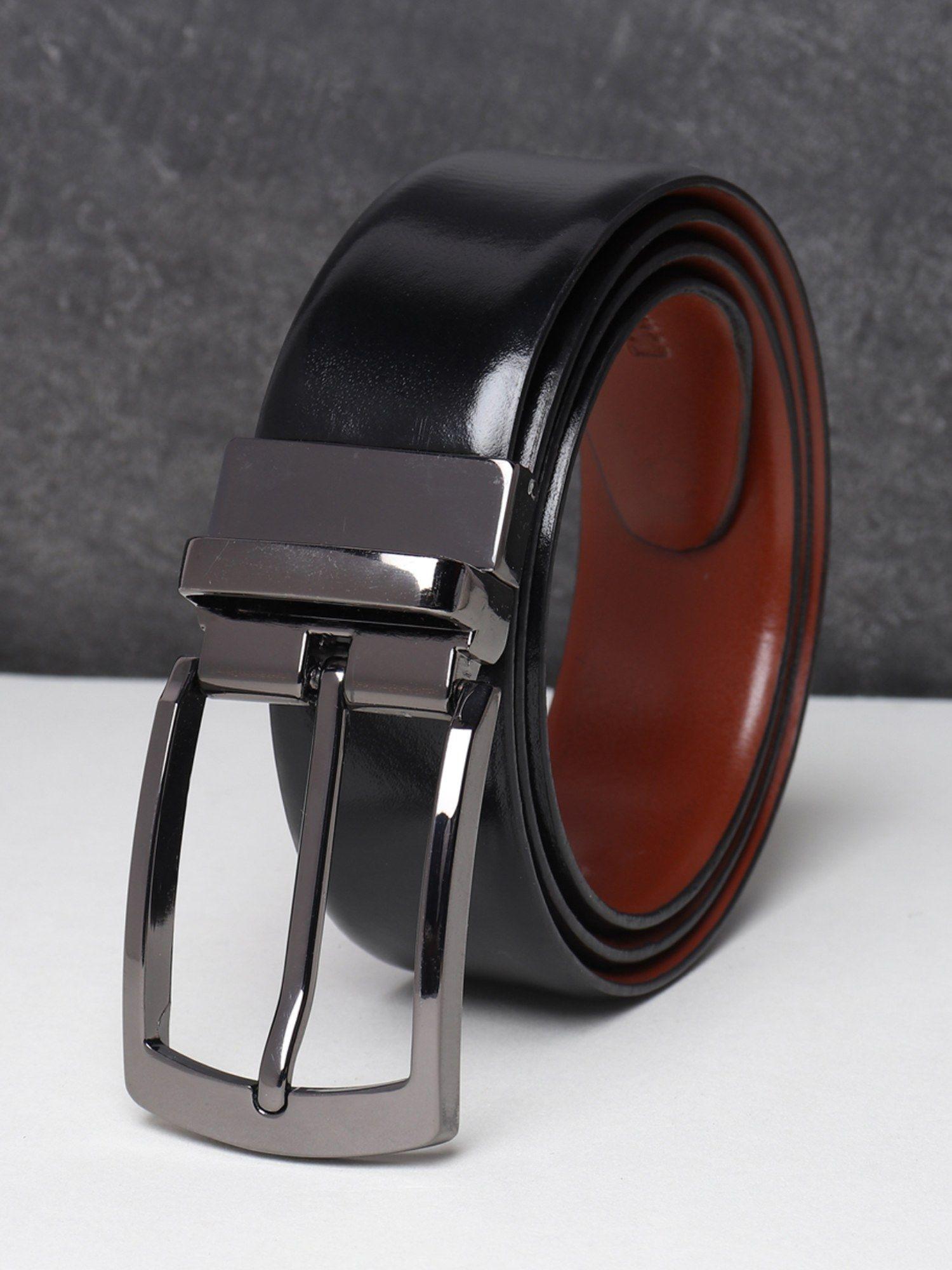 men black and tan solid reversible leather belt