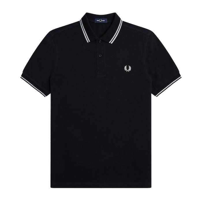 men black big laurel wreath on back polo