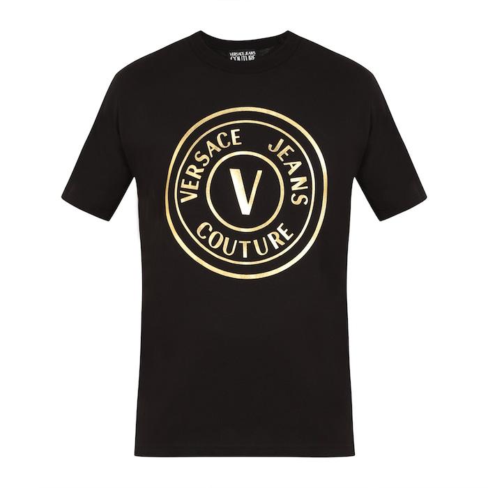 men black big v circle metallic logo t-shirt