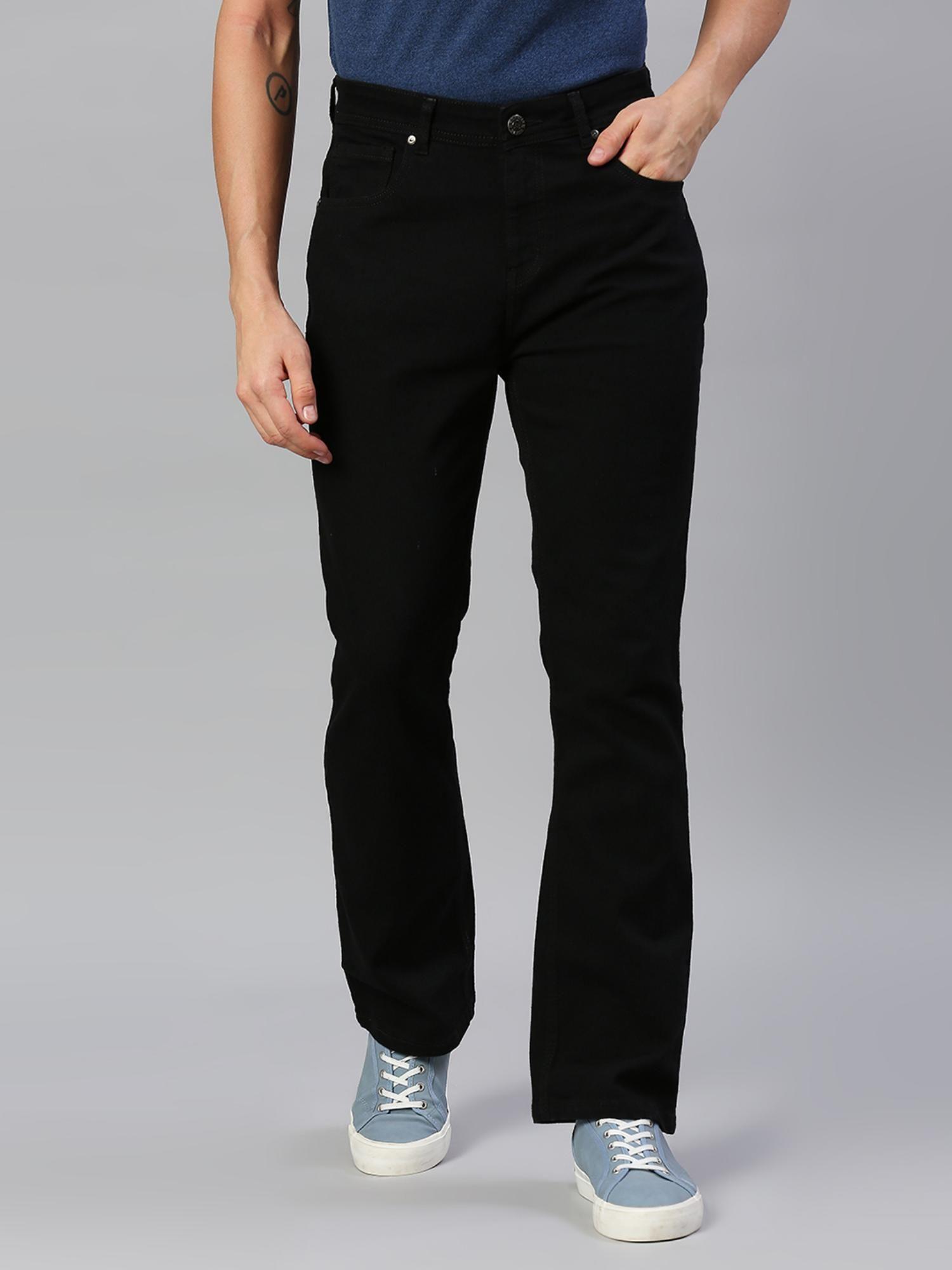 men black bootcut stretchable cotton jeans