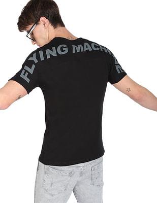 men black brand print cotton t-shirt