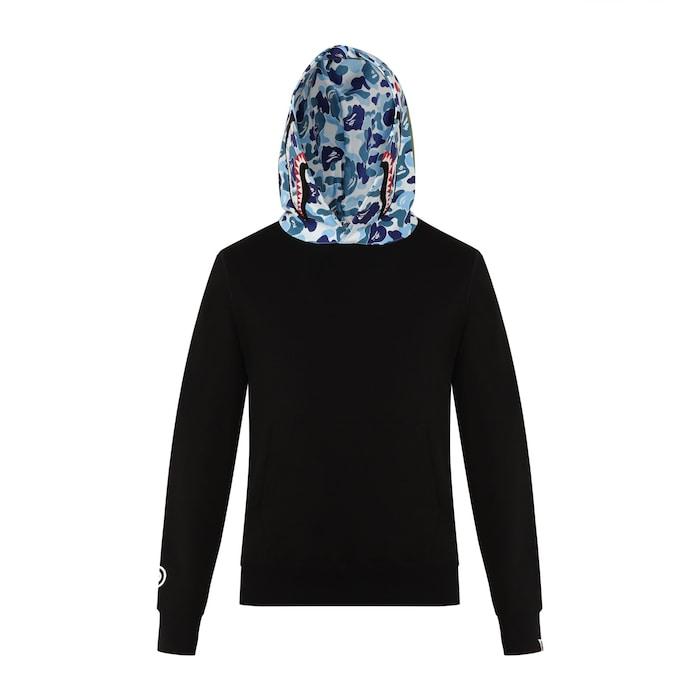 men black camo multicoloured shark hoodie