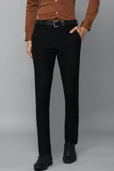 men black carrot fit solid flat front formal trousers