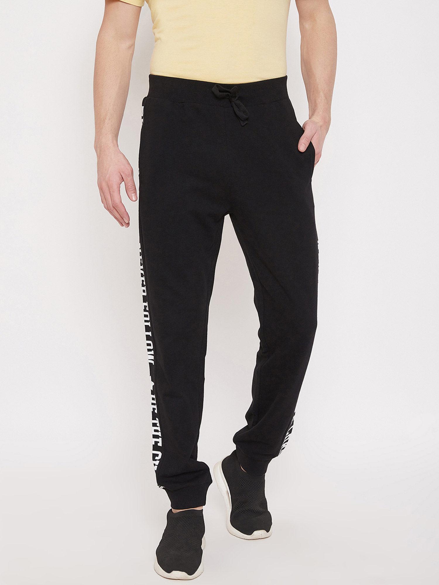 men black casual slim fit graphic regular joggers