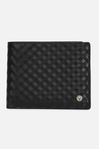 men black check genuine leather wallet