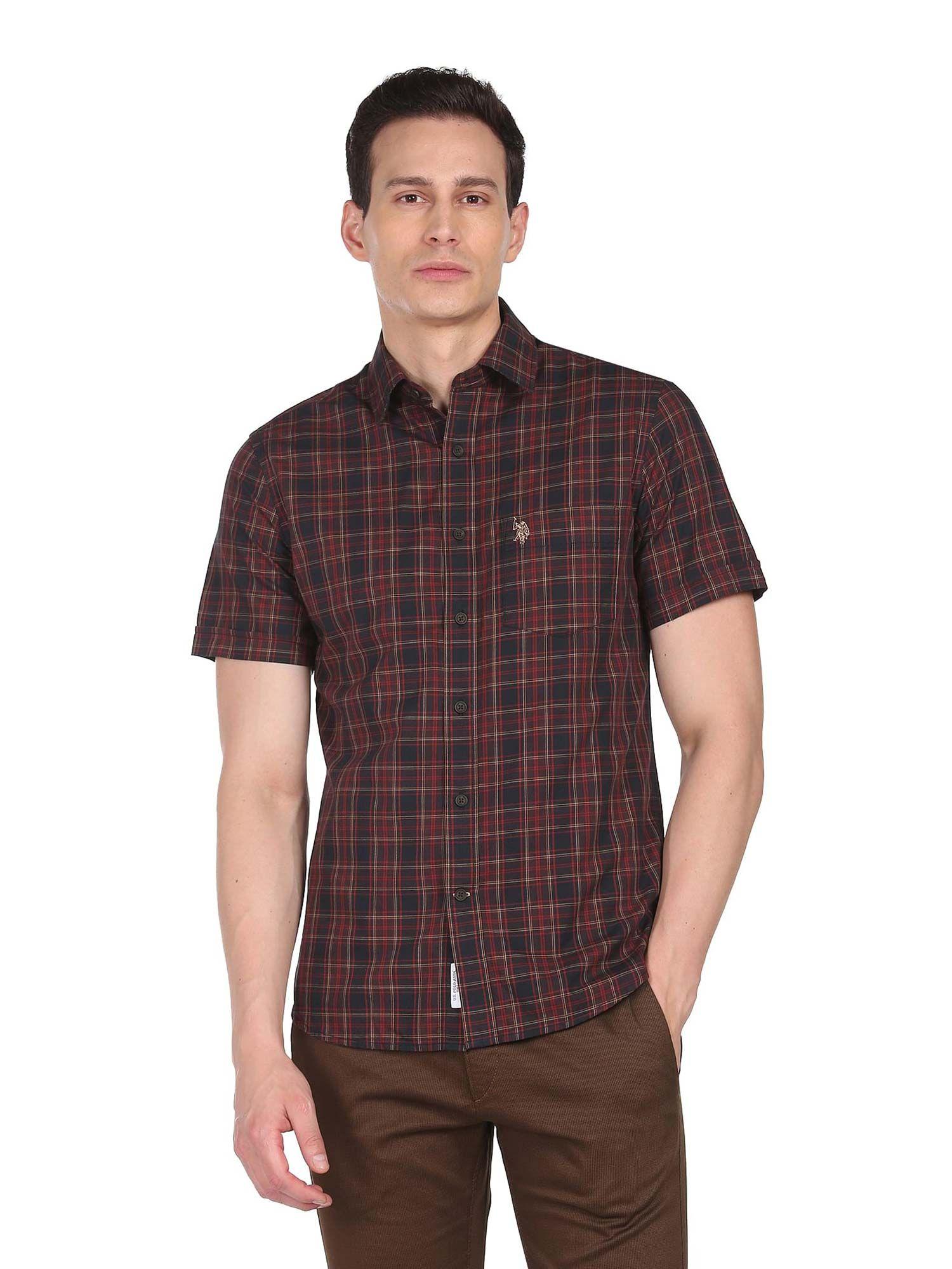 men black check tailored fit casual shirt