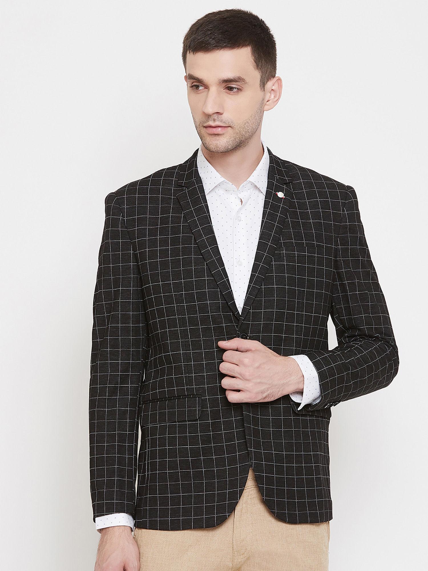 men black checked blazer