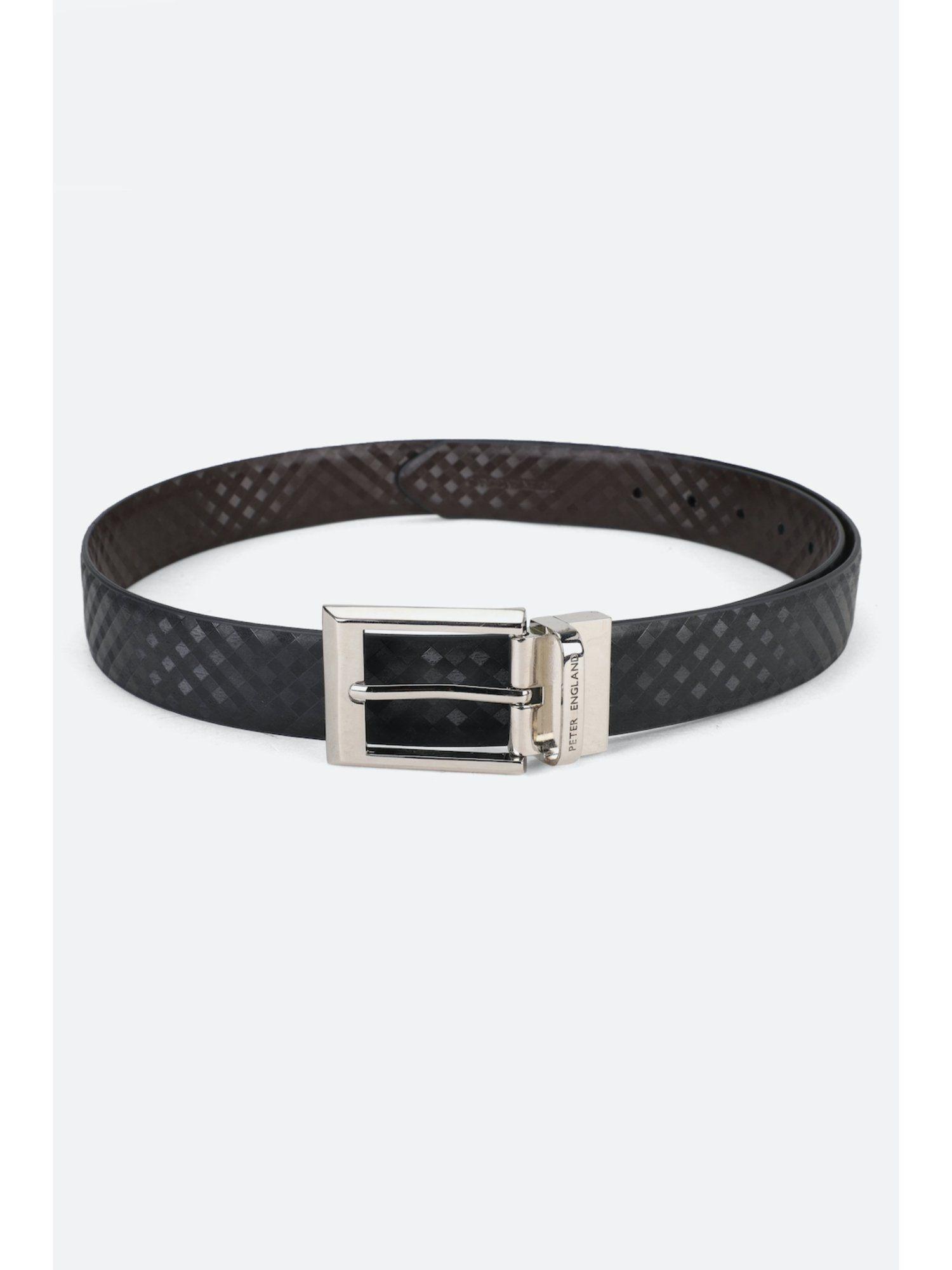 men black checks print genuine leather belt