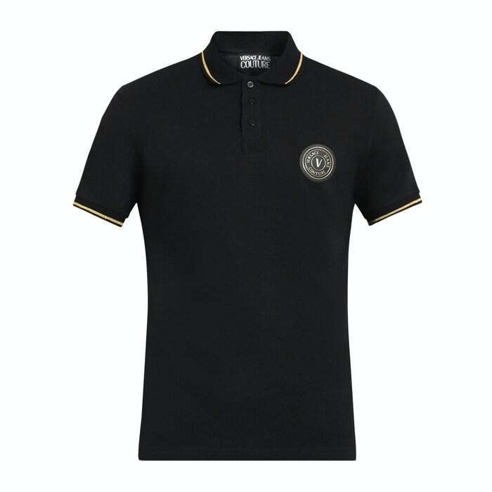 men black chest round emblem polo