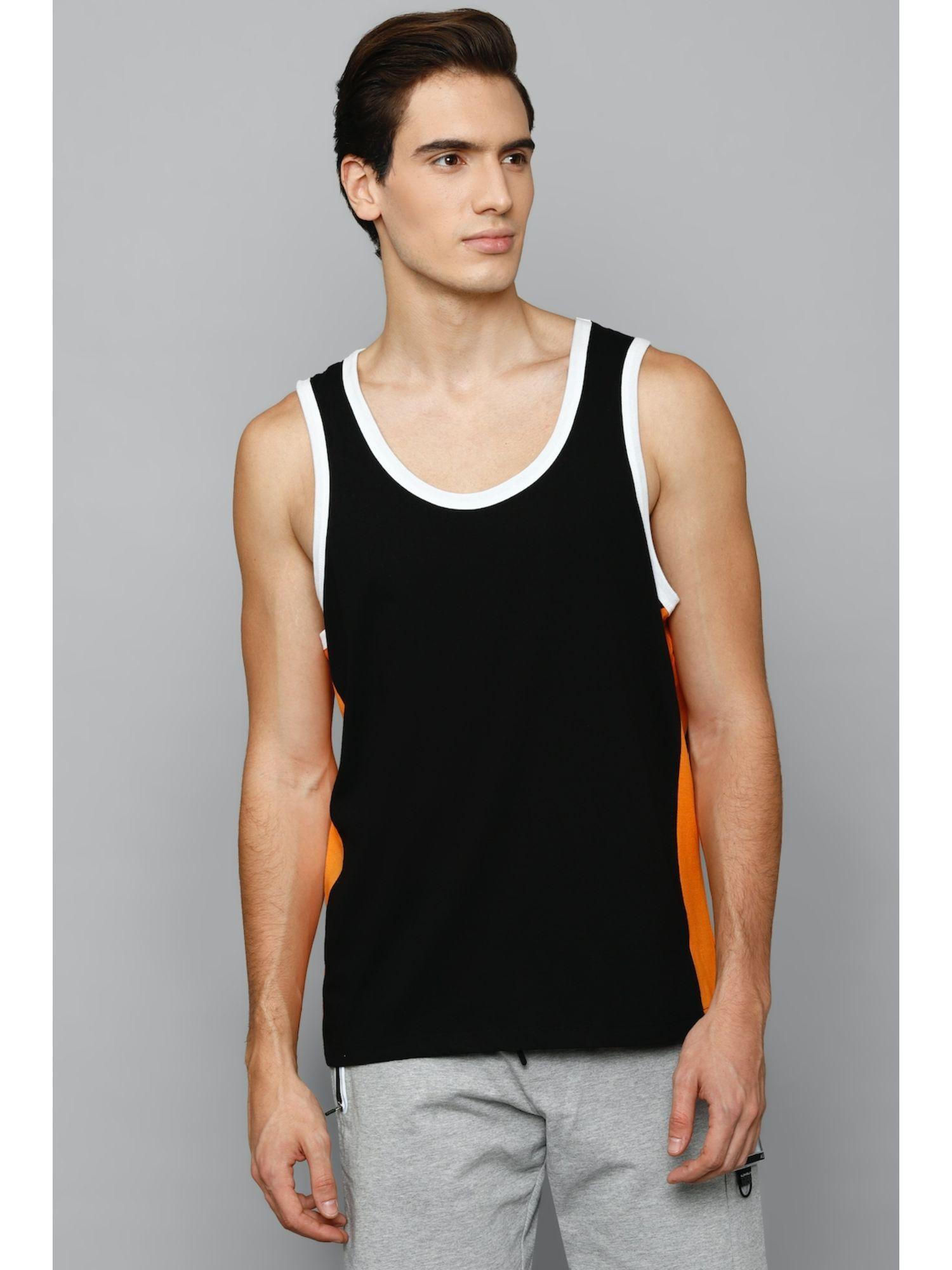 men black colorblock scoop neck vest