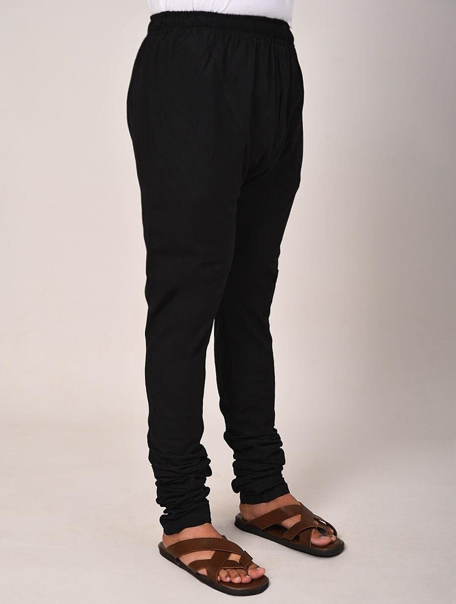 men black cotton basic full length churidar