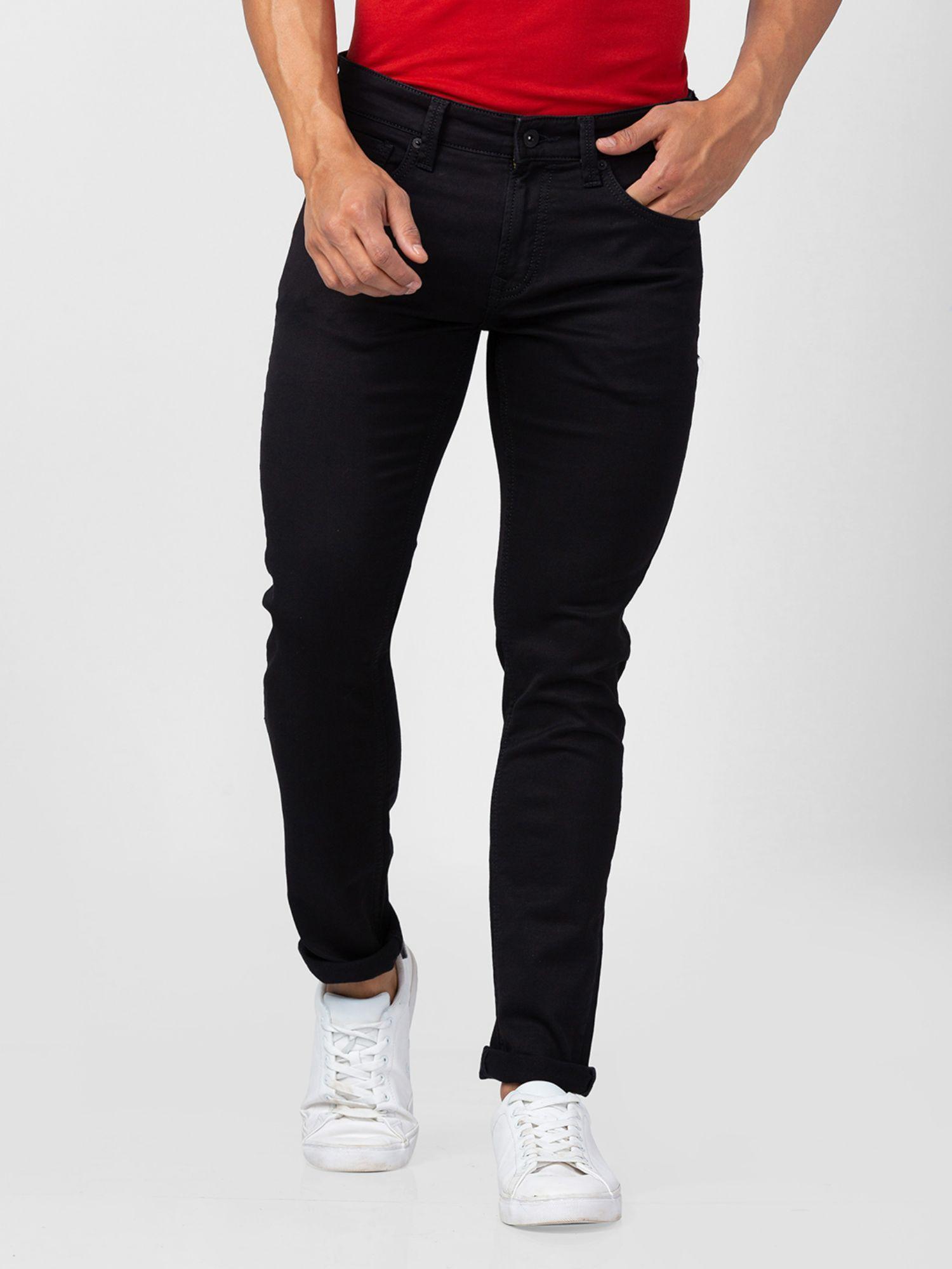 men black cotton slim fit narrow length jeans (skinny)