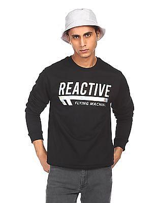 men black crew neck graphic print sweatshirt