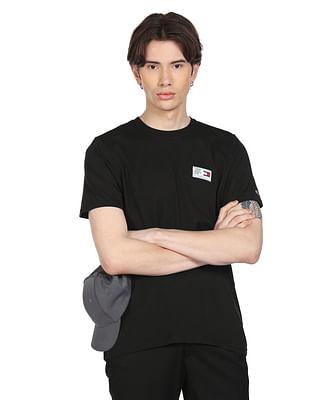 men black crew neck logo t-shirt