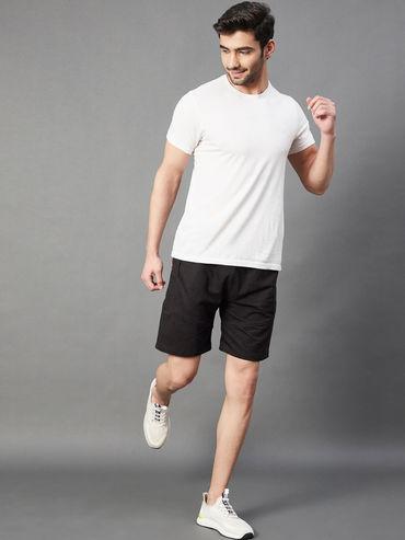men black cut & sew with tape detailing knitted shorts