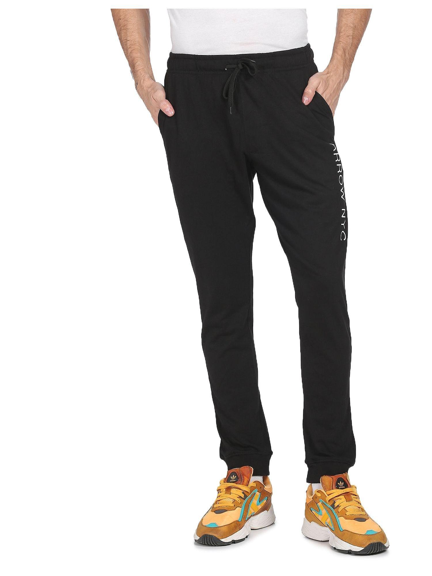 men black drawstring waist solid joggers