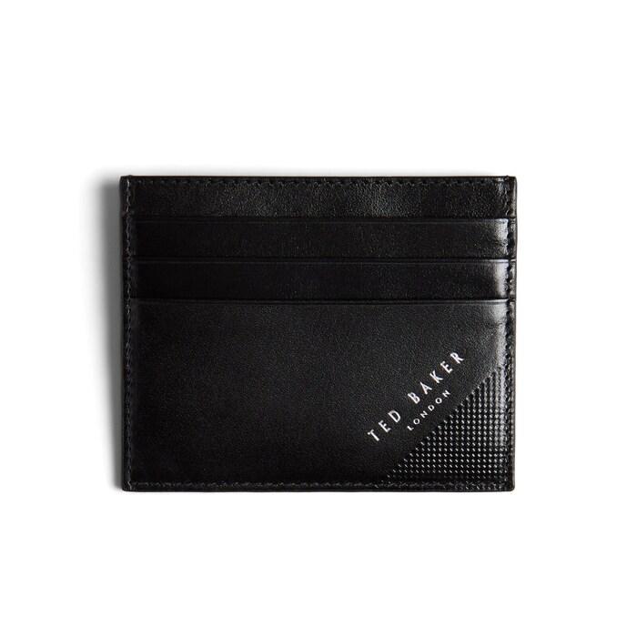 men black embossed corner leather card holder